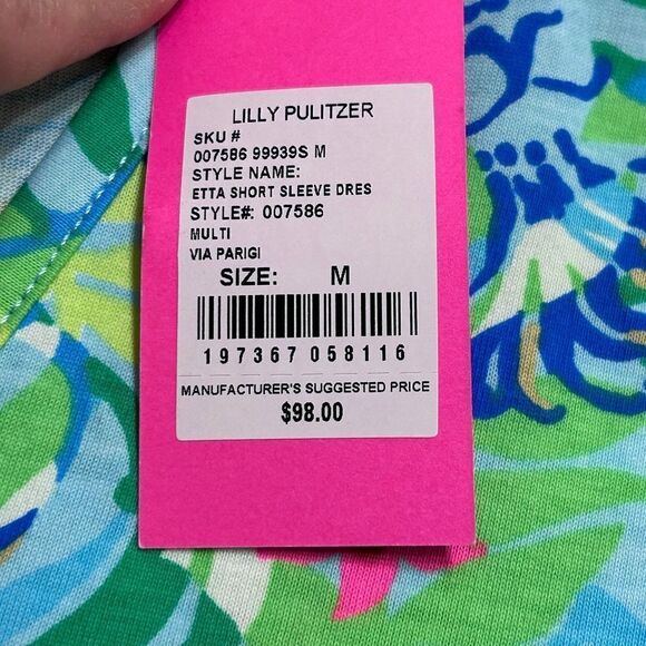 Lilly Pulitzer Etta V-Neck Short Sleeve Dress Via Parigi - Picture 7 of 9